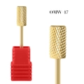 Macro detail of alloy nail drill bit OMW-17 with gold coating and cross-cut texture - Gold Alloy Bullet Bit (OMW-17)