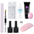 15ml Poly-Nagelgel-Verlängerungsset mit Mini-UV-LED-Lampe, Doppelpinsel und Top-Base-Coat - Nagelverlängerung Gel Set 04 (Inklusive Rosenrosa Gel + LED Lampe)