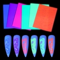 6-color set of fluorescent laser butterfly nail art stickers with vibrant glowing effects - Fluorescent Laser Butterfly Sticker Set