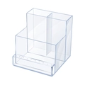 Close-up of clear acrylic nail drill bit holder with tiered compartments and storage holes - Transparent Storage Box (Tiered)