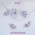 Purple fan-shaped 3D nail art charm with resin petals, rhinestones, and pearls - Light Purple Petal (2154)