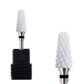 Gros plan d'un embout de ponceuse à ongles en céramique blanche avec texture précise - Cylindre Taille Diamant (HD-05)