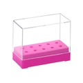 Detail der 10-Slot-Nagelbohrer-Aufbewahrungsbox mit transparentem Acryl-Staubschutz - Rechteckig Rosenrot 10-Loch (Mit Deckel)