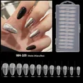 Size chart for 240 matte almond nail tips in various dimensions and sizes per box - Long Almond Style (WH-109) / 240 Count / Matte Texture
