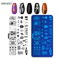 Placa de estampado Halloween OM-S011 con diseños de telarañas, calaveras y murciélagos - Estilo de Telaraña y Esqueleto de Halloween (OM-S011)