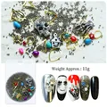 Halloween nail art kit featuring skulls and metal beads for 3D DIY manicures, model HZHJ-06 - Halloween Punk Skull Style (HZHJ-06)