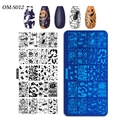 Halloween nagelstempelplaat OM-S012 met patronen van pompoenen, spinnen en spoken - Halloween Pompoen Geest Stijl (OM-S012)