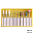 Set professionale 10 pezzi punte per fresa unghie BH-01 in custodia gialla - Set di 10 Punte per Fresa per Unghie Professionale (BH-01)