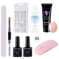 Kit gel per unghie nude pink con lampada UV, pennello e accessori per ricostruzione - Kit Gel Estensione Unghie 05 (Include Gel Rosa Nude + Lampada LED)