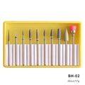 Set professionale da 10 punte per fresa unghie in lega e ceramica con custodia gialla - Set di 10 Pezzi Combinazione Diamante e Ceramica (BH-02)