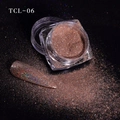 Fine rose gold laser nail glitter powder TCL-06 in a square container with macro details - Holographic Bronze (TCL-06)