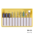 Set di 10 punte per fresa per unghie in acciaio al tungsteno e ceramica con custodia gialla - Set di 10 Punte in Acciaio al Tungsteno Arcobaleno (BH-03)