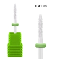 Punta fresa per unghie OMT-08 cilindrica in ceramica con gambo verde per manicure elettrica - Stile Testa di Mais con Motivo a Spirale (OMT-08)