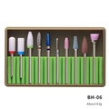 10-piece professional ceramic and alloy nail drill bit set in storage case, model BH-06 - Grinding Head Set (BH-06)