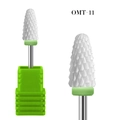 Punta per fresa unghie in ceramica bianca OMT-11 con grana fine e anello verde - Stile di Taglio Conico Sottile (OMT-11)