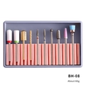 10pcs ceramic and alloy nail drill bit set for manicure polishing with storage box - Grinding Head Set (BH-08)