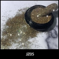 Sparkling champagne gold glitter powder for nail art in jar with sample stick - Golden Brown/Champagne (ZJ05)