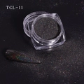 Fine black holographic laser nail glitter powder TCL-11 with rainbow shimmer finish - Holographic Black (TCL-11)