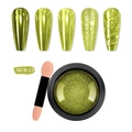 Détail du kit de poudre à ongles MCB-13 avec miroir vert citron et effets de texture - Style Vert Jaune (MCB13)