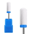 Détails de l'embout de ponceuse à ongles en céramique blanche avec boîte bleue - Flûte à Copeaux Croisés (HD-21)