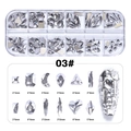 Set decoración uñas 03 cristales plateados en caja de 12 rejillas y formas mixtas - Estilo 03# (Plateado Transparente Formas Mixtas Set de Diamantes de Imitación)