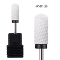 OMT-20 professional white ceramic nail drill bit with stainless steel shank and base - Cross Cutting Texture Black Style (OMT-20)