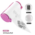 Pink lint roller nail art tool with 60 tearable sheets for removing debris and dust - Pink (With Paper Roll)