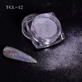 Holographic nail laser powder in silver shade TCL-12 for high-shine manicure art - Holographic Silver White (TCL-12)