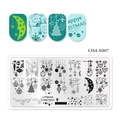 Christmas nail art stamping plate OM-S007 with festive tree and snowflake patterns - Christmas Stars and Moon Style (OM-S007)