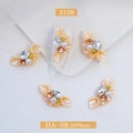 Nail art flower accessory with orange resin petals, pearls, and crystals in style 2158 - Light Orange Petal (2158)
