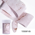 Detail of pink marble nail art transfer foil with sample tip and plastic container - Pink White Marble Pattern (TZ0287-05)