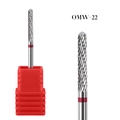OMW-22 professional nail drill bit with red ring and precision carbide cross-cut texture - Silver Alloy Cutting Bit (OMW-22)