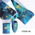 Detailed blue marble nail art transfer foil with gold flakes and clear storage tube - Deep Blue Marble Gold Foil (TZ0287-06)