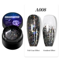 Macro λήψη από μαύρο glitter τζελ νυχιών που δείχνει το πλήρες και το ντεγκραντέ εφέ - Λαμπερό Εκθαμβωτικό Μαύρο (A08)