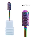 Rainbow alloy nail drill bit with cylindrical round head for dead skin removal - Iridescent Round Cylinder Bit (OMW-34)