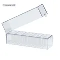 Transparente Nagelbohrer-Aufbewahrungsbox aus Kunststoff mit Schlitzen und Deckel - 30-Loch Bit-Koffer Transparent (Klappdeckel)