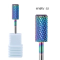 Professional rainbow alloy nail drill bit OMW-35 with diamond cross texture and white base - Iridescent Conical Bit (OMW-35)