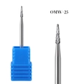 Alloy nail drill bit model OMW-25 for cuticle removal with blue base stand - Silver Slim Tapered Bit (OMW-25)