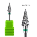 Nail drill bit model OMW-31 carbide tapered burr with green band and storage case - Green Handle Conical Cut Bit (OMW-31)