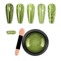 Poudre à ongles chrome vert métallique MCB-15 avec applicateur et effets variés - Style Vert Métallique (MCB15)