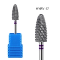 Professional tungsten carbide nail drill bit OMW-37 with purple ring and blue base - Silver Spiral Cone Bit (OMW-37)