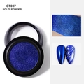 Solid blue chrome nail powder GT007 with high metallic shine for mirror finish effects - Blue (GT007)