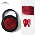 Deep red solid mirror nail powder GT008 with metallic chrome effect on nails - Deep Red (GT008)