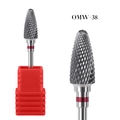 Tungsten carbide nail drill bit OMW-38 with cross-cut teeth and red ring identification - Silver Pointed Oval Bit (OMW-38)