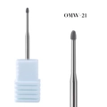 OMW-21 alloy nail drill bit with fine cutting grooves on a white base for manicures - Silver Vertical Stripe Pointed Bit (OMW-21)