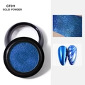 Solid blue metallic nail mirror powder GT011 for high gloss chrome nail art effects - Bright Blue (GT011)
