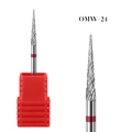 Conical tungsten steel nail drill bit OMW-24 with cross-cut spiral and red identification ring - Silver Long Pointed Cone Bit (OMW-24)