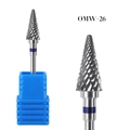 OMW-26 professional tungsten steel nail drill bit with blue ring for dead skin removal - Silver Conical Pointed Bit (OMW-26)