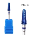 OMW-28 dark blue alloy nail drill bit with spiral teeth and storage base - Deep Blue Spiral Cut Bit (OMW-28)