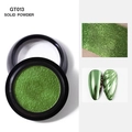 Metallic green solid nail mirror powder GT013 with chrome finish and ripple effect - Emerald (GT013)